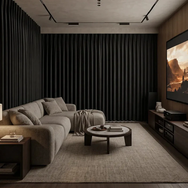 Acoustic noise-dampening heavy velvet blackout curtains in UAE