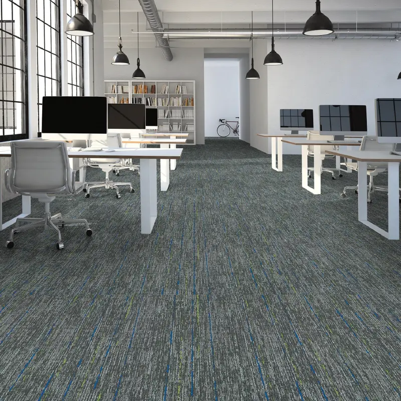 High-density cushion backed noise-dampening carpet tiles in Dubai