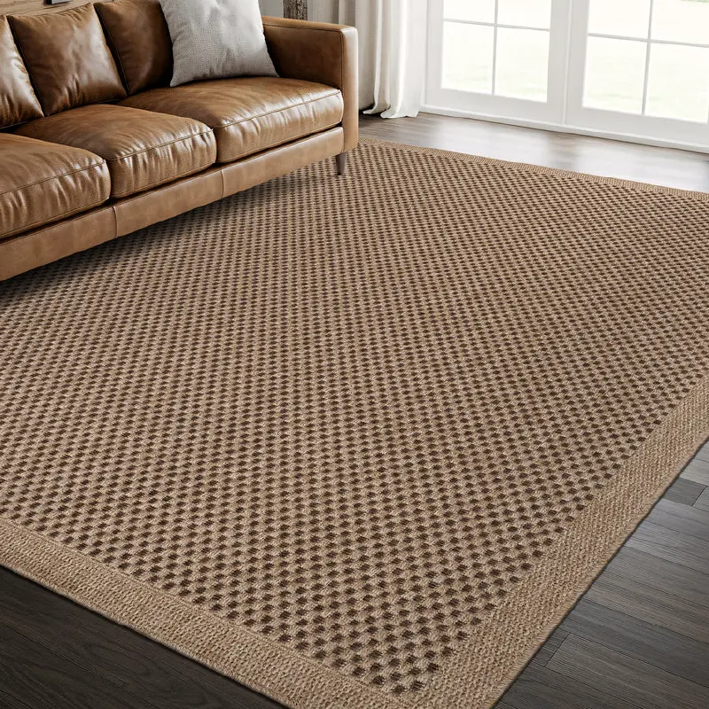 High-density textured loop pattern organic jute carpets in Dubai