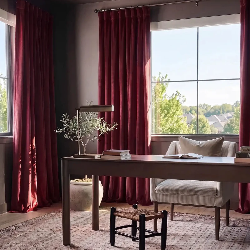 High-opacity room-darkening dense fabric velvet curtains in UAE