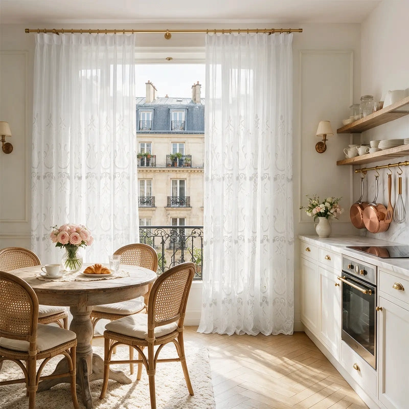 Light-softening semi-transparent fine voile sheer curtains in Dubai