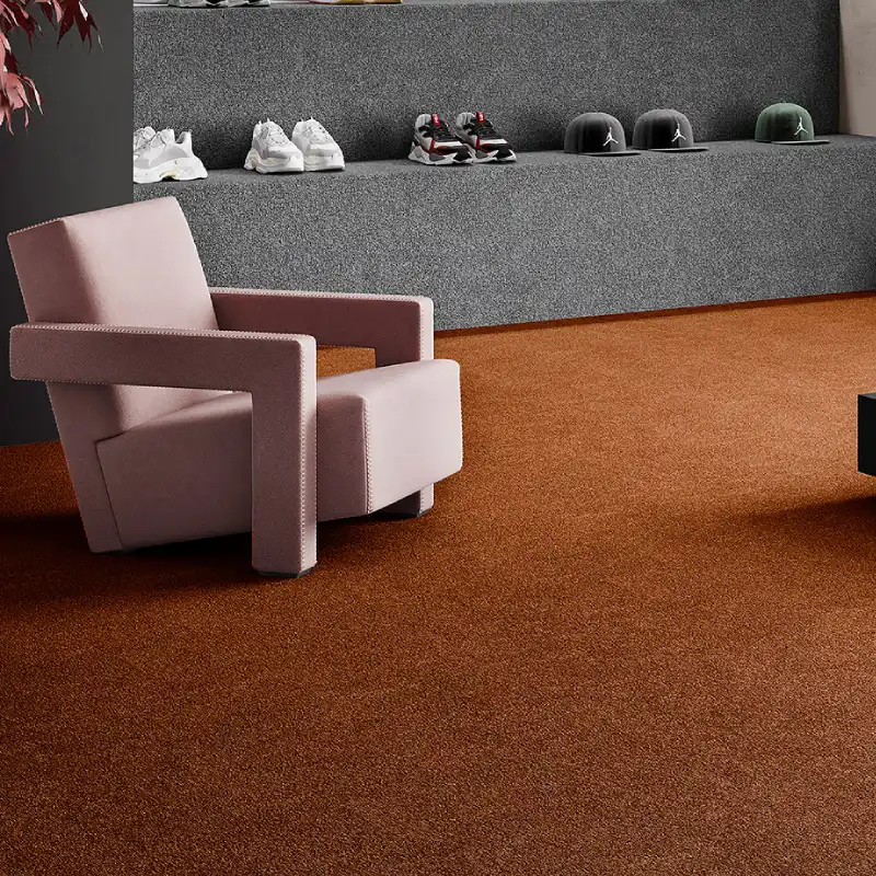 Luxurious wall-to-wall carpet fitted in a modern living room in a Dubai apartment