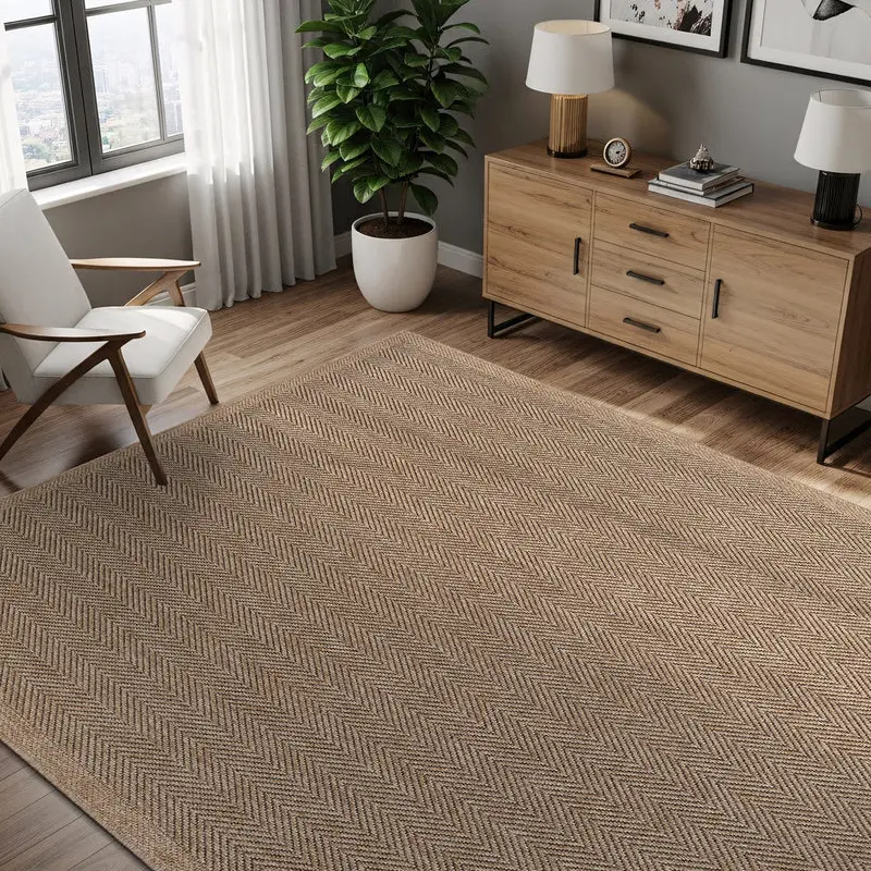 Multi-dimensional ribbed flatweave durable natural jute carpets in UAE