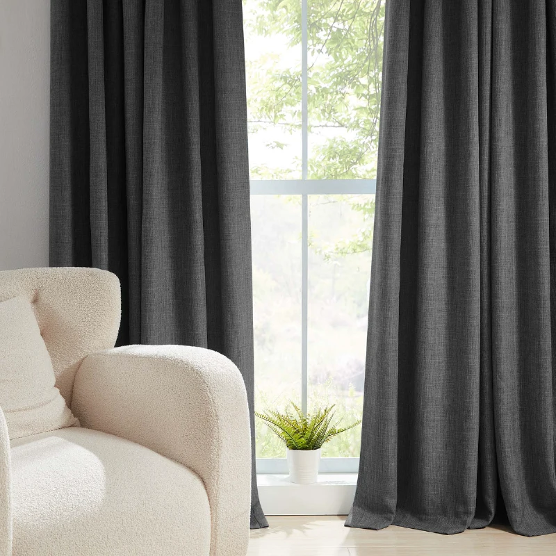 Soft light-filtering semi-sheer textured linen curtains in UAE