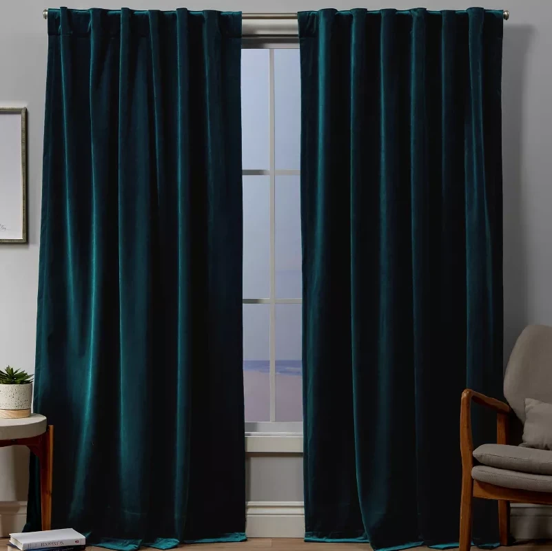 UV-resistant sun-shield protected luster woven velvet curtains in UAE