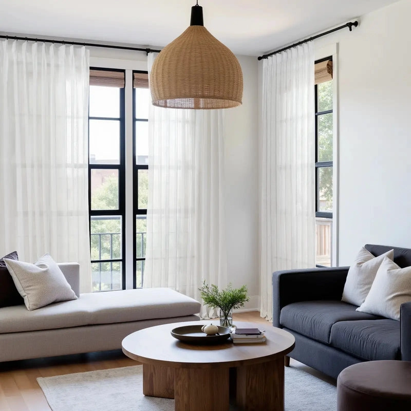 Wrinkle-resistant flowy organza lightweight sheer curtains in UAE